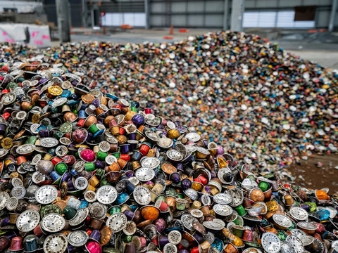 Raccolta di capsule di caffè usate