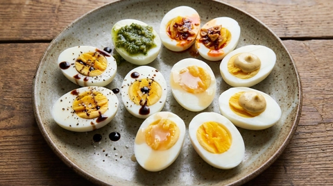 Uova condite con tanti colori e sapori dal mondo