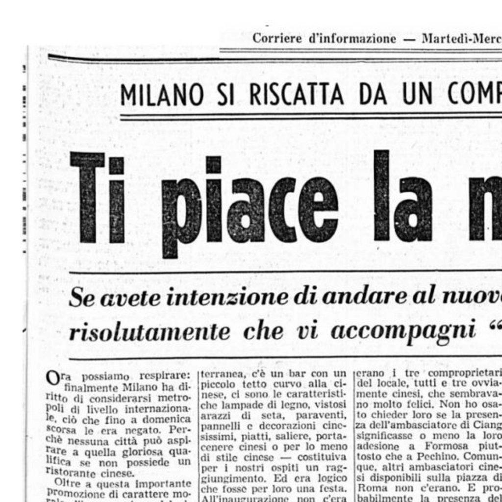 Articolo di Dino Buzzati sul ristorante Pagoda