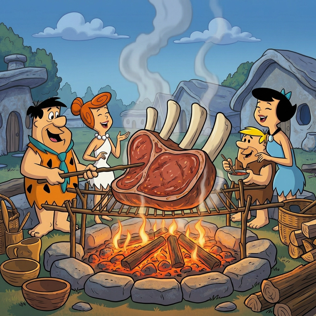 I Flintstones alle prese con la costata di brontosauro