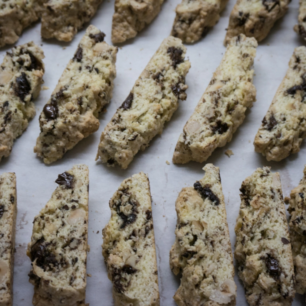 Terminare la cottura disponendo i cantucci su un lato