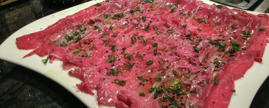 Sashimi new style di manzo con olio d'Argan
