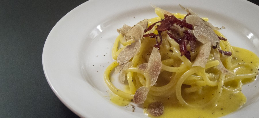 Carbonara di culatello con tartufo bianco